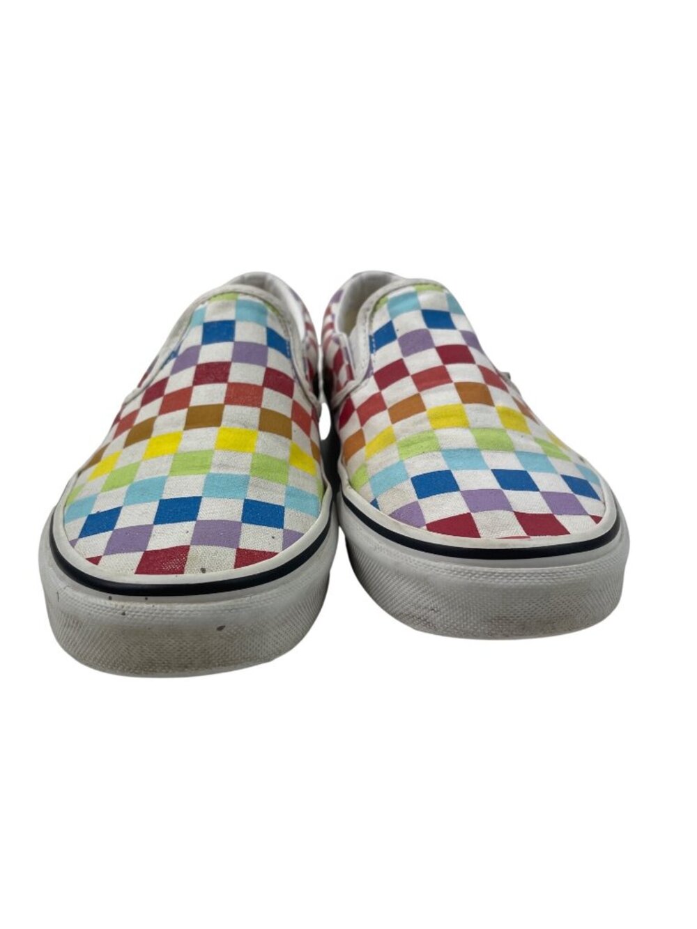 Vans Classic Slip-On Rainbow Checkerboard Sneakers Men 6.5 Women 8 Canvas Shoes - Picture 3 of 11